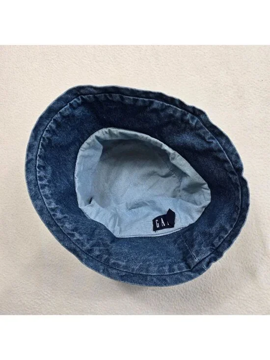 Vtg 90s Y2K Gap S/M Unisex Denim Bucket Hat Blue 100% Cotton - Picture 4 of 4